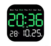 Oniissy Multifunctional LED Digital Wall Clock with Remote, Temperature Date W isplay, Day Countdown, 99-Minute Timer, Adjustable Brightness for Living Room(green)