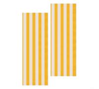 Oniissy Outdoor Beach Lounger Replacement Cloth Polyester Fabric Cover Waterproof Double-Sided Foldable Sunbed Chair Cover 120x45 cm Yellow White(2pcs)
