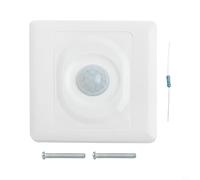 Oniissy PIR Infrared Motion Sensor Switch Wall Light Detector Automatic ON/OFF 200W Resistive Load Single Wire Installation No Neutral Wire Required ABS White