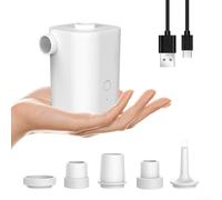 Oniissy Portable Air for Pool Floats, 300L/min Electric Air Inflator with 5 Nozzles, Wireless Rechargeable Mini for Air, Swimming Rings, Boats,(White)