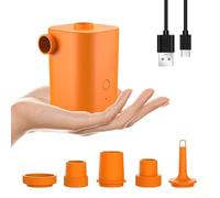 Oniissy Portable Air for Pool Floats, 300L/min Electric Air Inflator with 5 Nozzles, Wireless Rechargeable Mini for Air, Swimming Rings, Boats,(Orange)