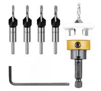 Oniissy Professional Drill Bit Set with Depth Stop Collar Hex Shank Countersink Bits 4 Piece Woodworking Drilling Tool Kit for Precise Counter Boring