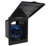 Oniissy RV Socket, IP44 Waterproof, 16A 220V-250V Plastic, For External Power Input, For Camper Trailer Caravan, Black Or White 15.5x12.5x11.3cm(black)