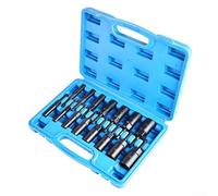 Oniissy Socket Wrench Set 1/4 Inch Drive, 15 Pcs Hex Shank Deep Socket Nut Driver 5.5mm to 19mm for Electric and Pneumatic Tools, 80mm Length with 34mm Depth,(Black)