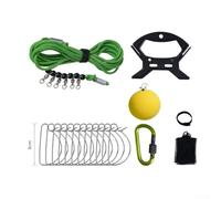 Oniissy Stainless Steel Fish Stringer Kit with Float and Live Fish Buckle Lock for Fishing Equipment, 5/10m Length, Black Green Silver Color(5m+12 buckles)