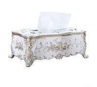 Oniissy Tissue Box Cover Decorative Paper Napkin Holder,Plastic Storage Container With Hand Painted Floral Design, For Kitchen Living Room Office,23x12.5x9.5 cm(silver)
