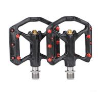 Oniissy Ultralight Full Carbon Fiber Road For Bike Pedals with 3 Sealed Bearings and 10 Aluminum Alloy Anti-Skid Nails, Folding Design Only 180g Pair Wide for(red+black)