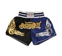Oniissy Unisex Boxing Shorts for MMA and Muay Thai Training, Sporty Design with Printed Pattern, Elastic Waistband and Breathable Fabric, Made from Polyester Blend(XXL Black Bule)
