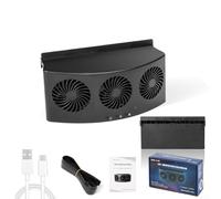 Oniissy USB Rechargeable Car Exhaust Fan with High-Speed 4000 RPM Triple Vent System, Efficient Cooling and Ventilation, Adjustable Rubber Strip Installation,(Black | Power on)