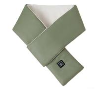 Oniissy USB Rechargeable Heated Scarf with Three Settings 55°C/45°C/35°C, Windproof Faux Leather and Plush Fabric, Lightweight 128g for Winter Outdoor Activities(green)