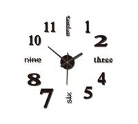 Oniissy Wall Clock Frameless DIY 3D Wall Clock Large Wall Clocks for Living Room Modern on Wall Clock, DIY 3D Wall Clock, Living Room Office Decorations (16'')(black-Non-luminous)