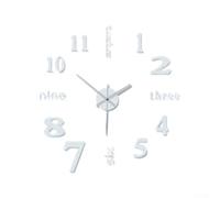 Oniissy Wall Clock Frameless DIY 3D Wall Clock Large Wall Clocks for Living Room Modern Stick on Wall Clock, DIY 3D Wall Clock, Living Room Office Decorations (16'')(silver-Non-luminous)