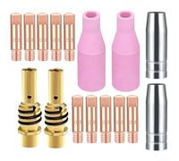 Oniissy Welding Torch Nozzles Kit with 2 Earthenware Nozzles, 2 Metal Nozzles, 2 Tip Holders and 10 x 0.8mm Tips Compatible with AK15 and MB-15 Welding
