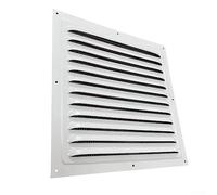 Oniissy White Louvred Wall Vent Grille 150x150mm External Dimension with Flyscreen, Metal Louver Vent Grille Cover Square Vent Insect Screen Cover