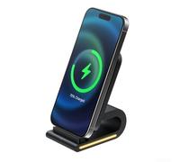 Oniissy Wireless Charger - 15W Fast Wireless Charging Stand For IPhones - 2 In 1 Stand Dual Charging Modes - Touch Night Light(White)