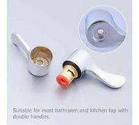 Oniissy Zinc Alloy Faucet Handle with Metal Lever Head and Brass Ceramic Cartridge for 1/2 Inch Bib Taps, Compatible with Bathroom and Kitchen Double Handle Taps(hot Water Sign)