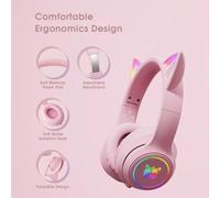 ONIKUMA Gaming Gaming Headset Bluetooth Headset Cat Ear Noise Cancellation High Sound Quality Cute Black