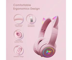 ONIKUMA Gaming Gaming Headset Bluetooth Headset Cat Ear Noise Cancellation High Sound Quality Cute Black