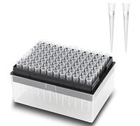 ONiLAB Scientific Universal 200ul Pipettor Filter Tips Lab Transparent Liquid Pipettor Filter Tips with Box Non-pyrogenic DNAse/RNAse Free Autoclavable 1 Rack 96pcs Tips (200ul, 96pcs)