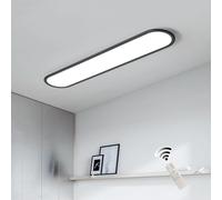 Oninio 100cm Full Spectrum LED Ceiling Light 48W Modern Ultra-Slim Linear Ceiling Lamp Dimmable Flush Mount Fitting with Remote Memory Function, for Kitchen, Hallway, Bedroom Black