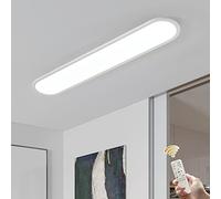 Oninio 100cm LED Ceiling Light Full Spectrum 48W Modern Ultra Slim Flush Mount Ceiling Lamp Dimmable Linear Light Fixture with Remote for Kitchen, Living Room, Hallway (White)
