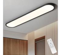 Oninio LED Ceiling Light 120cm Dimmable Linear Ceiling Lamp with Remote Control Ultra Thin Flush Mount Ceiling Light for Living Room Bedroom Kitchen (Black 51W)