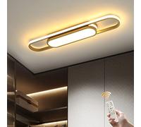 Oninio Modern LED Ceiling Light Dimmable, 70cm Linear Flush Mount Ceiling Lamp with Remote Control, 40W 3500LM Minimalist Light Fixture for Living Room, Bedroom, Kitchen, Dining Room (Gold)