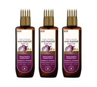 Onion Black Seed Hair Oil with Comb Applicator - Controls Hair Fall - No Mineral Oil, Silicones, Cooking Oil & Synthetic Fragrance - 200mL Each (Pack of 3)