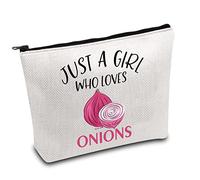Onion Gifts Onion Pattern Makeup Bag Toiletry Bag Funny Onion Lover Gifts Just A Girl Who Loves Onions Vegetable Onions Red Onion Gift (Girl Love Onion)