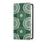 Onion Green Circular Shapes2 Leather Car Registration and Insurance Card Holder Car Essentials for ID, Driver's License, Key Contact Information Cards