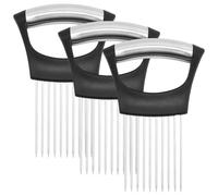 Onion Holder for Slicing, 3 Pcs Onion Slicing Holder and Meat Tenderizer, 304 Stainless Steel Ergonomic Vegetable and Fruit Cutter, Easy Grip, Multi-functional Slicer for Onion, Tomato, Potato