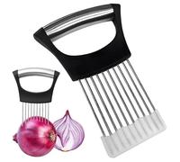 Onion Holder for Slicing, Small Kitchen Hand Onion Slicer with Protective Case, 2025 Upgraded Stainless Steel Food Slice Holder Lemon Slicer Vegetable Cutter Tool for Meat/Onion/Potato/Tomato