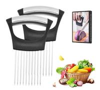 Onion Holder for Slicing, Stainless Steel Onion Slicer Holder, Lemon Tomato Onion Cutter, Secure Vegetable & Fruit Cutter for Kitchen | Dishwasher Safe Multi-Purpose Kitchen Gadget (2)