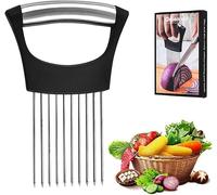 Onion Holder for Slicing, Stainless Steel Onion Slicer Holder, Lemon Tomato Onion Cutter, Secure Vegetable & Fruit Cutter for Kitchen | Dishwasher Safe Multi-Purpose Kitchen Gadget (1)