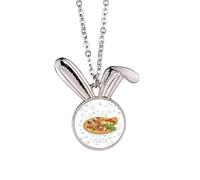 Onion Pizza Italy Tomato Foods Rabbit Necklace Pendant Bunny Animal Jewelry Gift