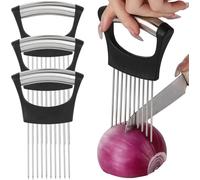 Onion Slicer Holder, 3PCS Onion Cutting Needle, a Small Kitchen Hand Onion Slicer, Precision Slicing Tool for Tear-Free, an Onion Holder for Slicing Fruits, Vegetables, Meat, etc, Kitchen Gadgets