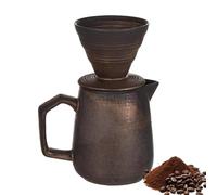 Onionfier Pour Over Coffee Maker, Ceramic Coffee Dripper with 100 Paper Filters, 16oz/480ml Coffee Brewer for Home and Office (Retro Gold) - Send Goods from Local Warehouse