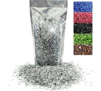 Oniro Art 400g Broken Crushed Glass Chips 1-4mm Reflective Mirrored Granules Gravel Chunks Stones Vase Filler Garden Plants Resin Irregular (Clear/Natural, 400g)