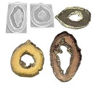 Oniro Art O.A. 2Pcs Crystal Cluster Mold Druzy Mould Geode Slice Pendant Charm Hanging for Epoxy Resin Casting Jewellery Making Tear Drop Agate Edge Charm Keychain Keyring Glossy DIY Silicone