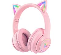 ONITOON Cat Ear Bluetooth Headphones with LED Lights - Wireless Over-Ear Headset with Microphone, Hi-Fi Stereo Sound, 55H Playtime, Volume Control for Kids(iPhone/iPad/PC/Laptop)