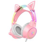 ONITOON Cat Ear Gaming Headset with Mic for Kid & Adult, Gradient RGB Backlit, Wired Lightweight Headphoe for PS4/PS5/ Xbox One/PC/Phone, Virtual Surround Sound, Noise Cancellation
