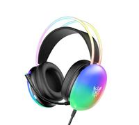 ONITOON Gaming Headsets with Microphone, PC Wired RGB Rainbow Gaming Headphones for PS4/PS5/MAC/XBOX/Laptop, Lightweight Over-Ear Headphone, Stereo Surround, Auto-Adjust Headband, Black