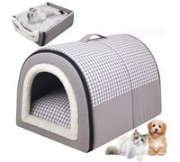 OnIUeZky 1PC Dog House Indoor 2 In 1 Foldable Cat Beds with Removable Cushion Non-Slip Dog Bed House Waterproof Warm Cat Cave Washable Covered Dog Bed
