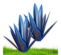 OnIUeZky 2PCS Garden Tequila Decor DIY Metal Tequila Rustic Sculpture Garden Tequila Sculpture Metal Agave Yard Art for Outdoor Lawn Ornaments Garden Decoration Blue