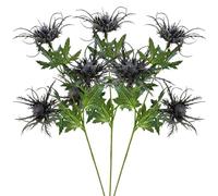 OnIUeZky 3 Branchs Blue Thistle Artificial Flowers, 26 Inch Real Size Rustic Fake Flowers Blue Thistle Faux Plants Decor for Wedding Bouquet Centerpiece.