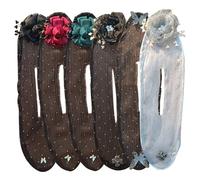 OnIUeZky 6PCS Hair Bun Maker, Hair Twist Bun Maker, Hand Embroidered Flowers Bun Maker for Long Hair, Classic Hair Bun Accessories for Women Girls