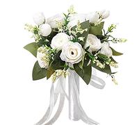 OnIUeZky Bride Bouquets for Wedding Bouquets White Bridesmaid Bouquet Artificial Flowers Bouquet for Wedding Party Supplies Home Decor..