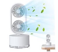OnIUeZky Desk Tower Fan Oscillating Table Fan with Mist 30dB USB Personal with 3-Speed Dual Fans Portable with Night Light for Home Office..