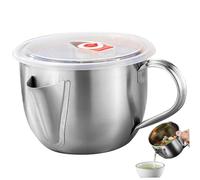 OnIUeZky Fat Separator Jug 1L Food Grade Stainless Steel Gravy Separator Jug with Lid and Handle 2 Outlets Bacon Grease Container for Kitchen Supplies.