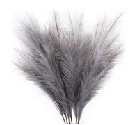 OnIUeZky Faux Pampas Grass Large Grey Pampas Grass Decor Artificial Fluffy for Room Decor 6PCS 45cm Dark Grey..
